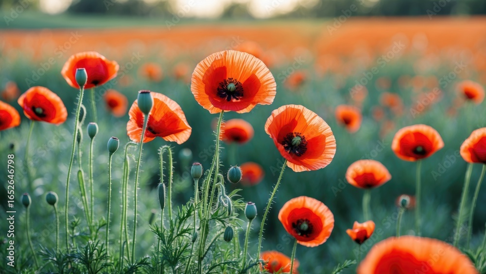 Obraz premium Elegant poppy flowers flourishing in expansive fields