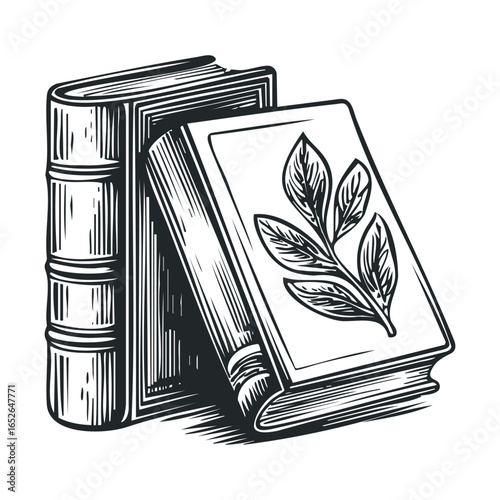 Vintage books with leaf design for literary enthusiasts