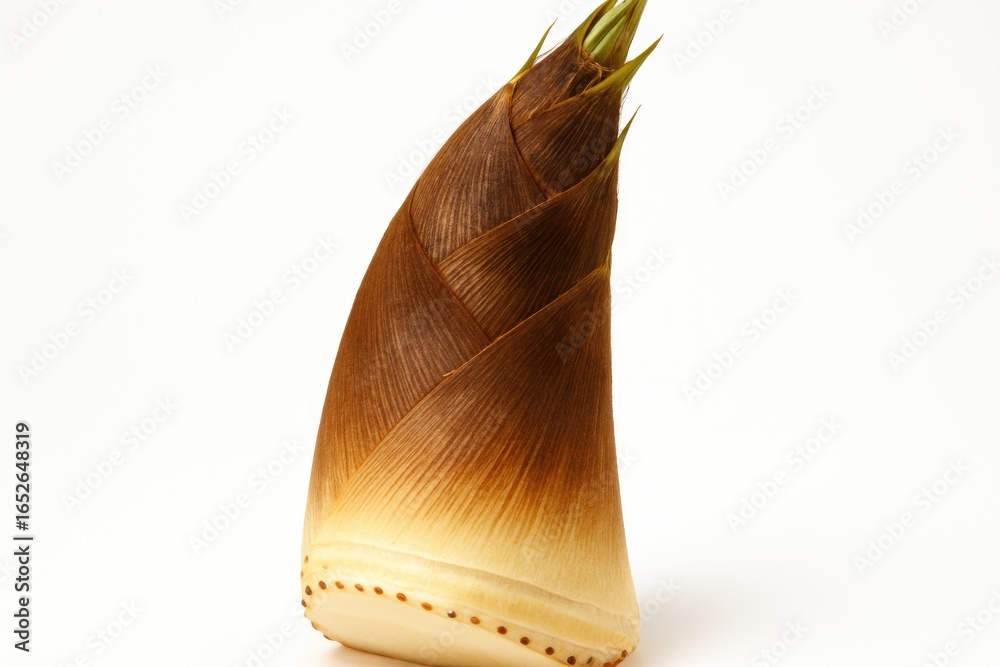 Obraz premium Close-up of sliced bamboo shoots against a white background