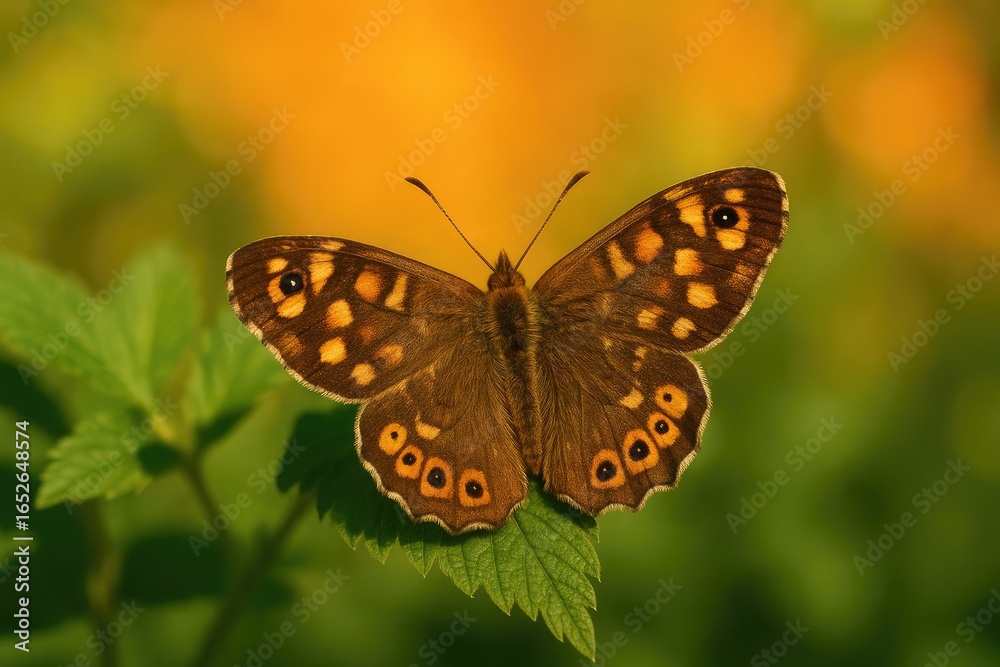 Naklejka premium Elegant butterfly showcasing brown and orange mottled patterns