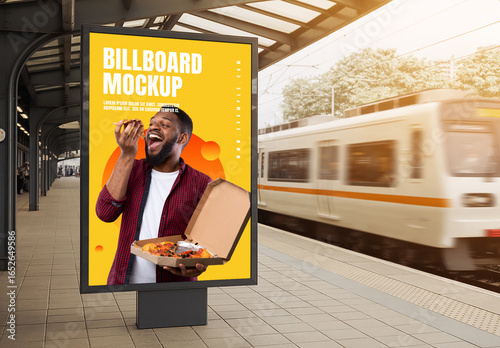 Train Station Product Advertising Billboard Mockup
