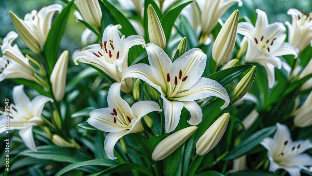 Obraz premium Elegant White Rain Lily Petal Display