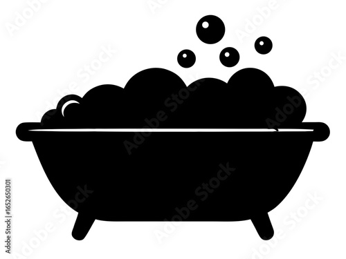 bath and soap bubbles  icon black silhouette vector illustration