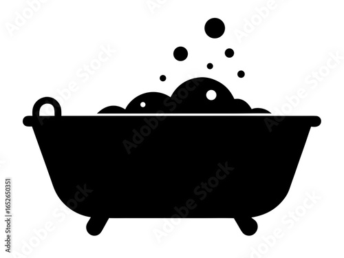 bath and soap bubbles  icon black silhouette vector illustration