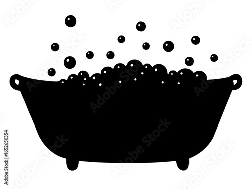 bath and soap bubbles  icon black silhouette vector illustration