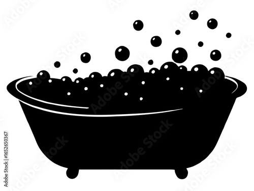 bath and soap bubbles  icon black silhouette vector illustration