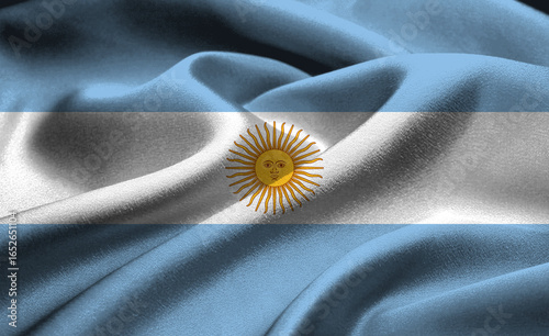Waving Argentine flag gracefully flowing in the wind