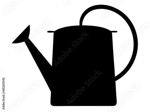 Spring watering can black silhouette vector, watering can icon