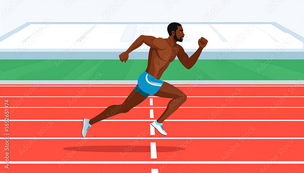 Obraz premium Athlete Sprinting on Track Illustration.