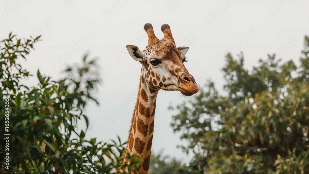 Obraz premium Giraffe captured within a wildlife sanctuary