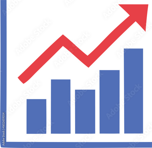 Visualizing upward trends a red arrow graph illustrates positive growth and success over time