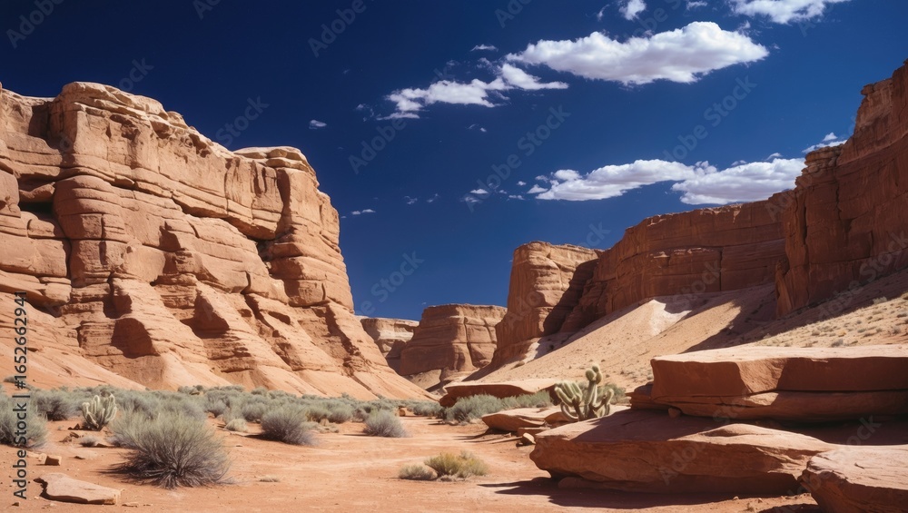 Fototapeta premium Natural stone formations within a desert canyon landscape