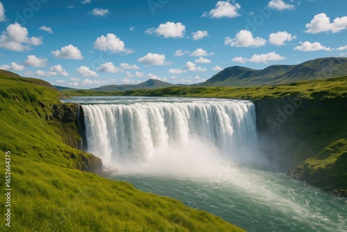 Enchanting waterfall in a legendary icy region