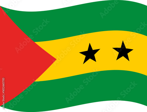 Sao Tome and Principe waving flag illustrator of national  icon
