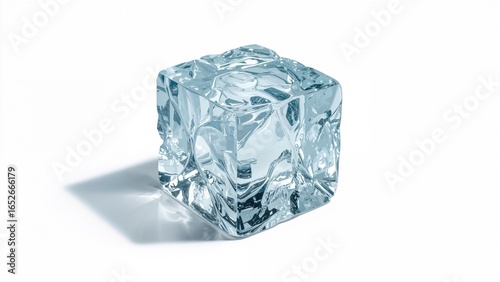 Textured icy blue block, frozen and clear, with clipping path included.