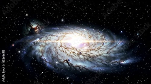 A stunning portrayal of a spiral galaxy surrounded by stars and cosmic clouds, capturing the beauty of the universe.