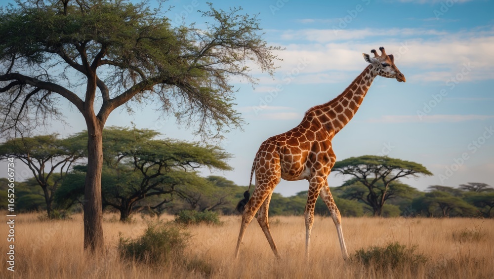 Obraz premium A tall animal moving across the dense greenery