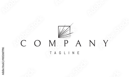 A vector logo featuring an abstract image a square with rays of light emerging from one corner, symbolizing vision, clarity, and energy.