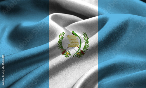 Flag of Guatemala gently waving on soft fabric in vibrant colors