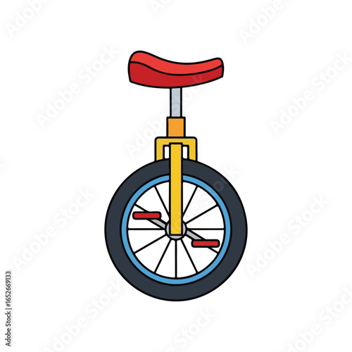 Colorful illustration of a unicycle isolated on white background