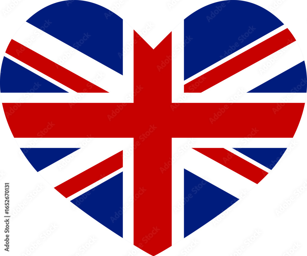 Obraz premium United Kingdom heart shaped icon flag illustrator national