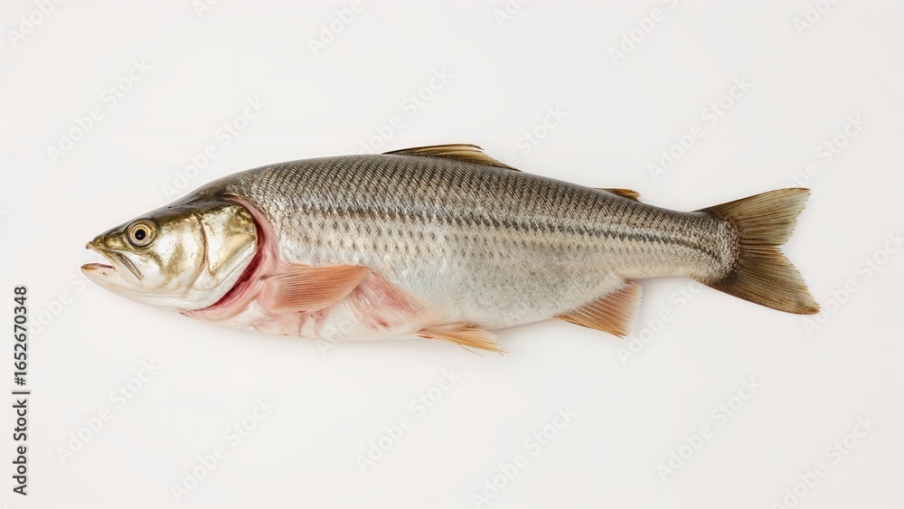 Fototapeta premium Carp fish fillet isolated against a white backdrop