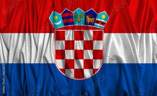Cuadro en lienzo Croatian flag waving gracefully in vibrant colors