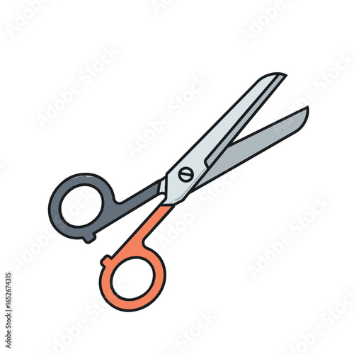 Sharp, open steel scissors with a red ribbon tied around the handle, isolated on a white background