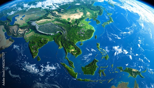 Earth's Asia region, detailed satellite view