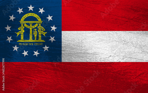 State flag of Georgia waving proudly under the sunlight
