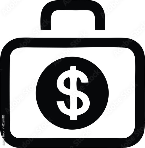 Icon of a briefcase with a dollar sign on it symbolizing financial success and business opportunities