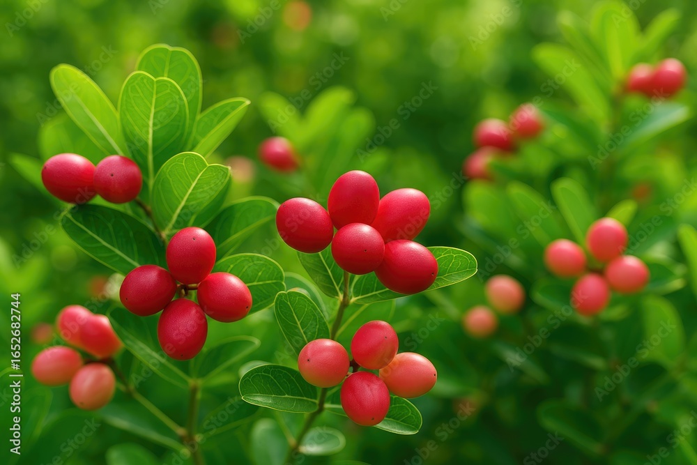 Fototapeta premium Flora in the garden showcasing Christ's Thorn and Bengal Currant plants