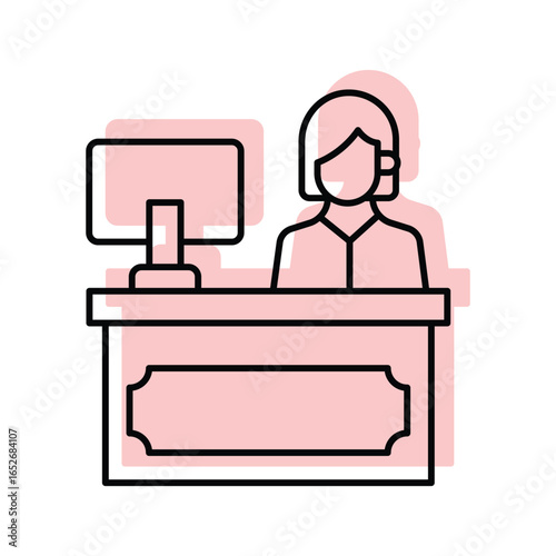 Receptionist  color shadow thinline icon , vector, pixel perfect, illustrator file 
