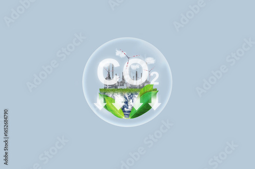 Fototapeta Naklejka Na Ścianę i Meble -  Clean energy, eco-friendly, and reduction CO2 concept. Element of this image are furnished by NASA	
