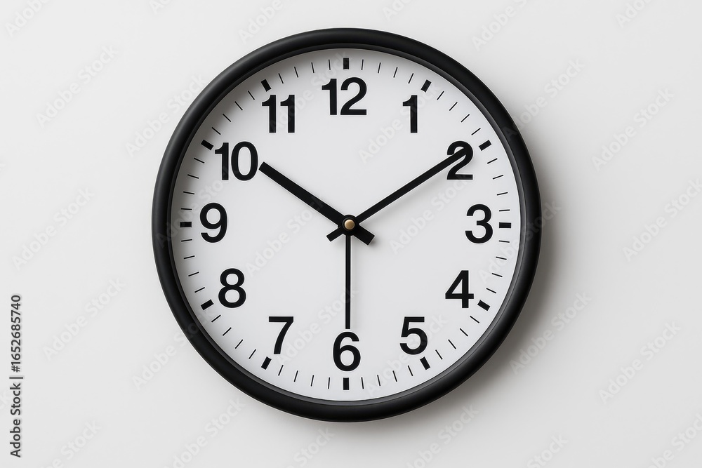 Time on the office wall clock indicating 7:30 Time on the office wall clock indicating 7:30