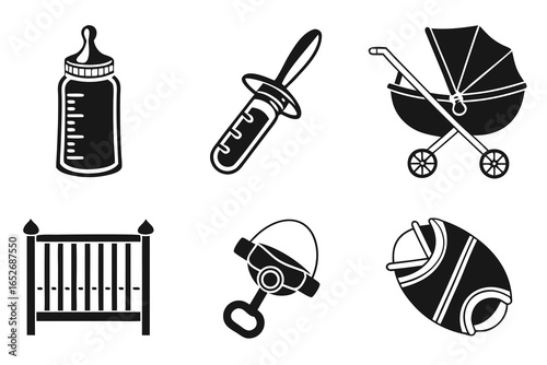 Set of baby icons isolated on white background, vector illustration
