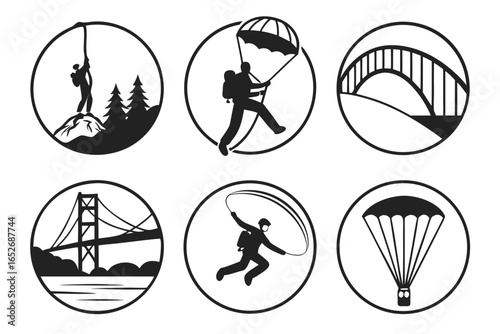 Adventure and extreme sport icons isolated on white background for your project