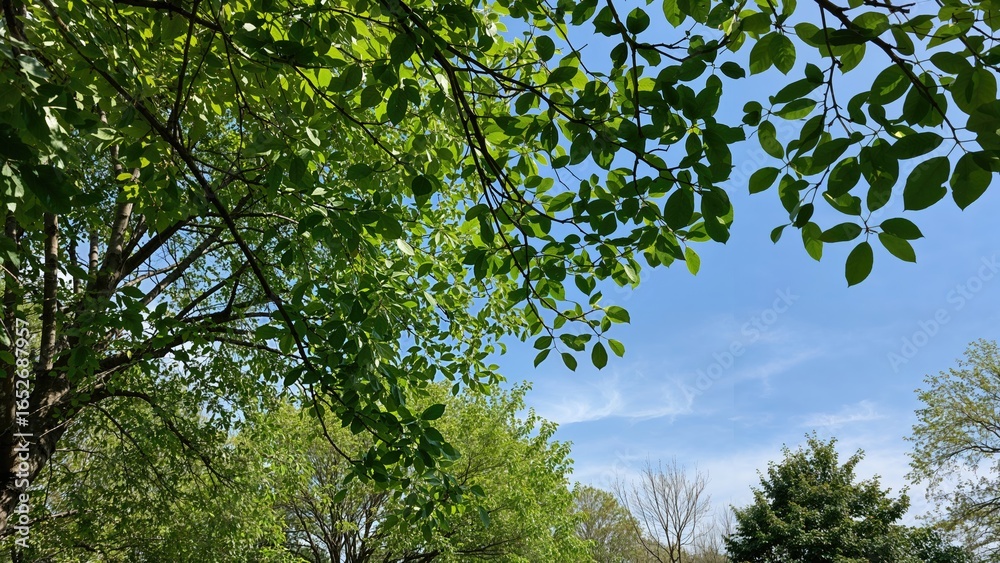 Fototapeta premium Fresh Tree Leaves Emerging in Springtime