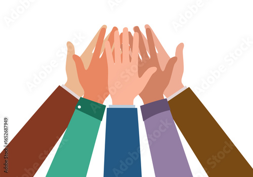 international volunteer community. Colored flat vector illustration isolated on white background