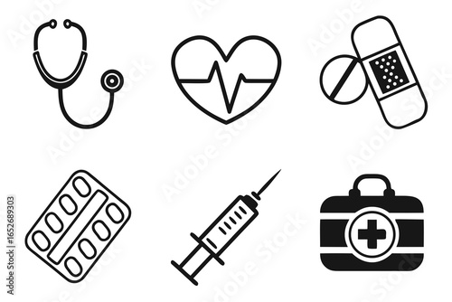 Medical equipment and supplies isolated on white background