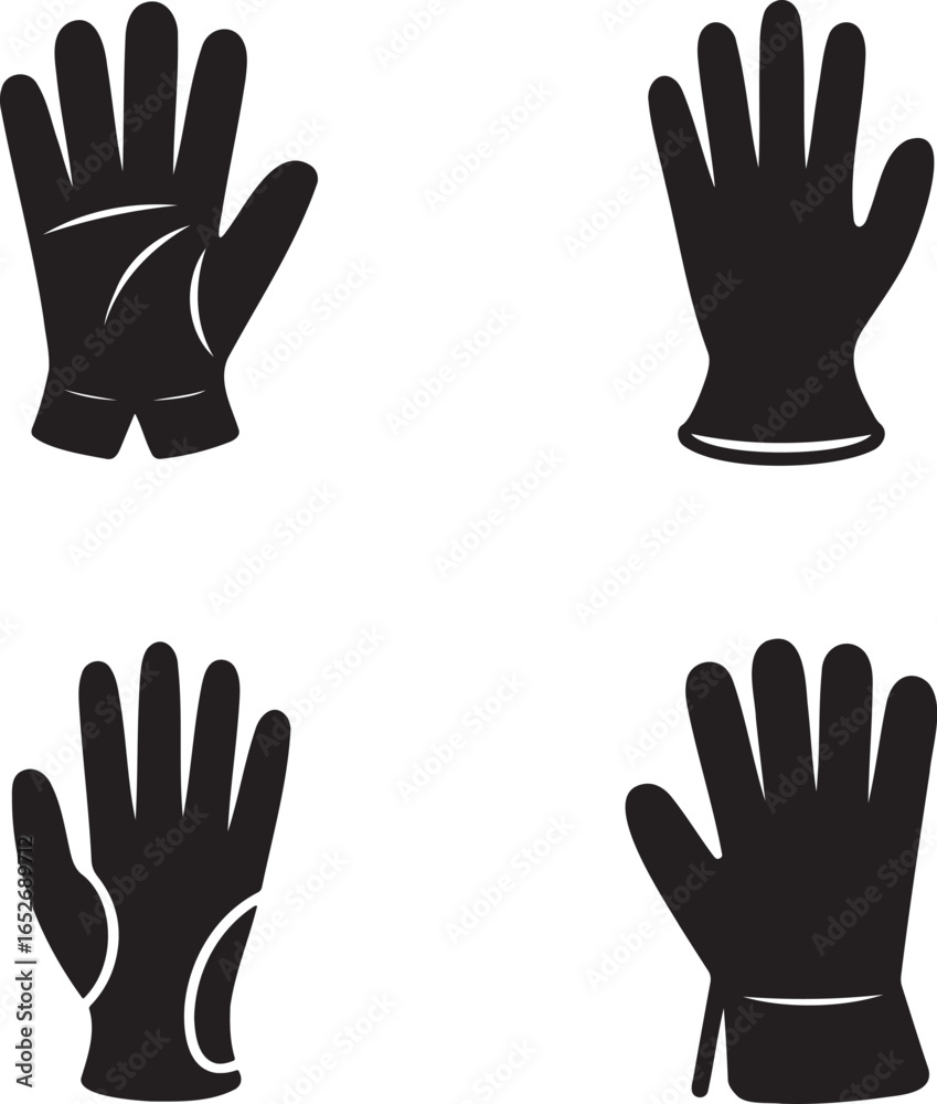 Obraz premium Set of Glove silhouette vector illustration isolated On Transparent Background