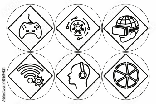 Set of technology line icons isolated on white background