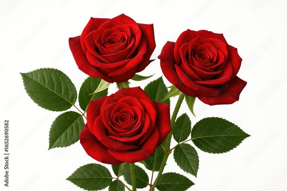 Fototapeta premium Isolated red rose blossom against a white background