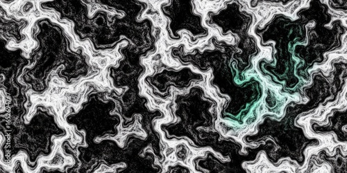 Abstract texture pattern with fluid marble design in black white and vibrant green. Wavy dynamic art forms modern background for creative projects.