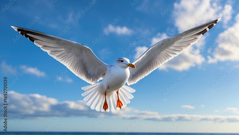 Obraz premium Bird in flight over the open sky