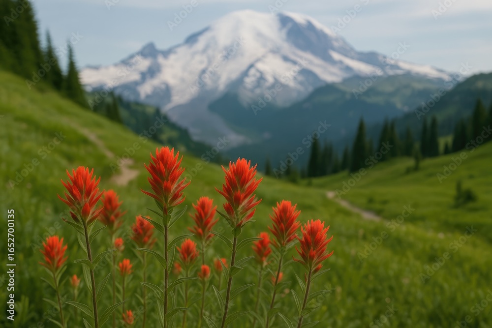 Bright Scarlet Brush Flowers Bright Scarlet Brush Flowers