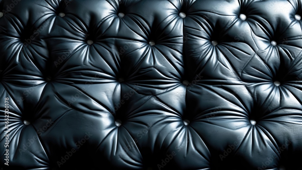 Fototapeta premium Flowing black and white leather furniture with tufted button accents