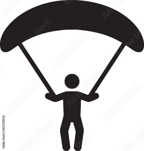Paraglider silhouette icon, perfect for adventure design, extreme sports, travel, and outdoor activity projects.