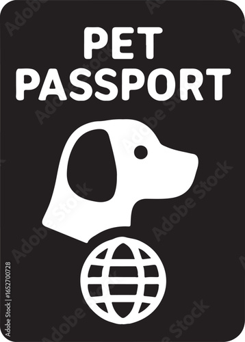 Pet passport silhouette icon, perfect for pet travel design, animal identification, and international pet transport projects.