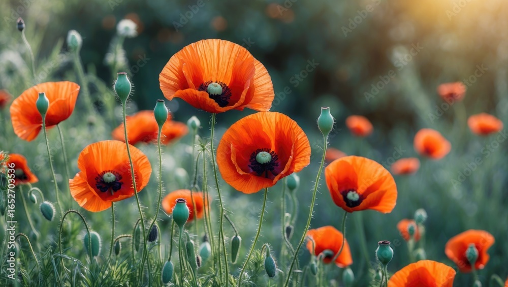 Obraz premium The enchanting red blooms of poppies bring warmth, love, and aesthetic charm to all
